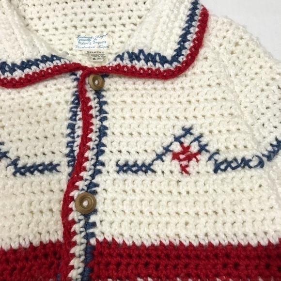 Vintage Handmade Crochet Long Cardigan 70s Style - Picture 3 of 8